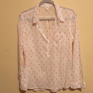 Gap Popover Style Shirt with Coral Cactuses 🌵